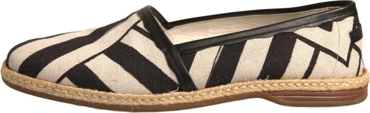 Black White Stripes Slip On Espadrille Men's Shoes (Pre-Owned) - Image 6