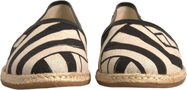 Black White Stripes Slip On Espadrille Men's Shoes (Pre-Owned) - Image 2