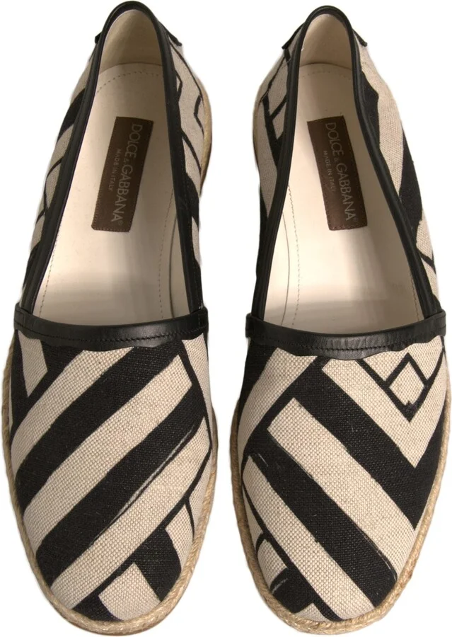 Black White Stripes Slip On Espadrille Men's Shoes (Pre-Owned) - Image 3