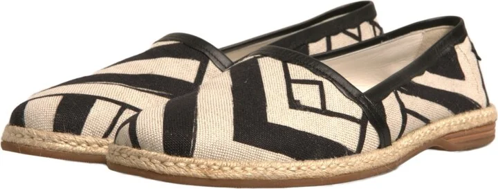 Black White Stripes Slip On Espadrille Men's Shoes (Pre-Owned) - Image 4
