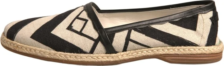 Black White Stripes Slip On Espadrille Men's Shoes (Pre-Owned) - Image 6