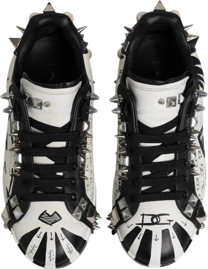Black White Studded Low Top Sneakers Men's Shoes (Pre-Owned) - Image 3