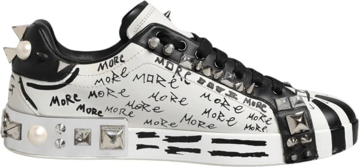 Black White Studded Low Top Sneakers Men's Shoes (Pre-Owned)
