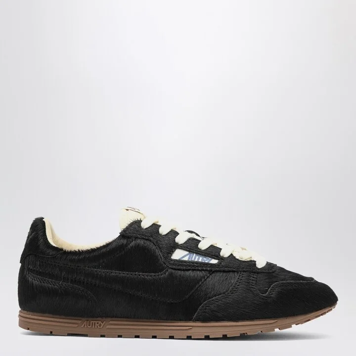 Black Windspin sneakers in pony hair