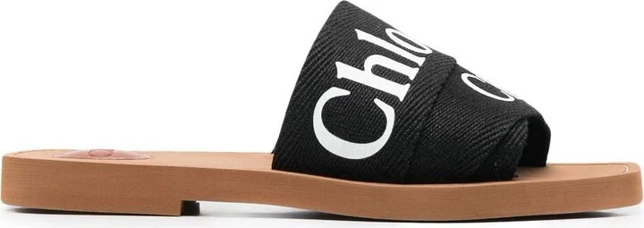Black Woody Canvas Slides