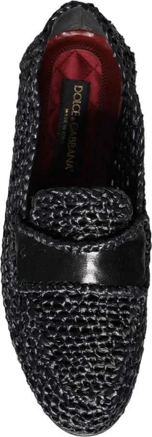 Black Woven Raffia Slip On Loafers Men Men's Shoes (Pre-Owned) - Image 3