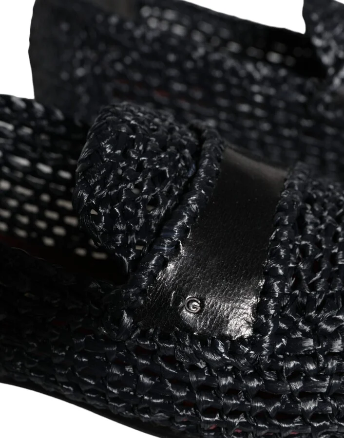 Black Woven Raffia Slip On Loafers Men Men's Shoes (Pre-Owned) - Image 4