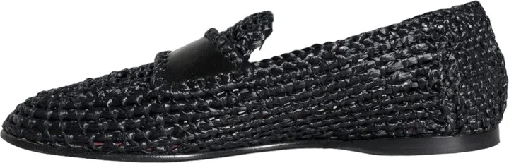 Black Woven Raffia Slip On Loafers Men Men's Shoes (Pre-Owned) - Image 6