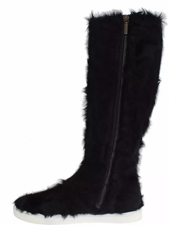 Black Xiangao Lamb Fur Leather Boots Women's Shoes - Image 3