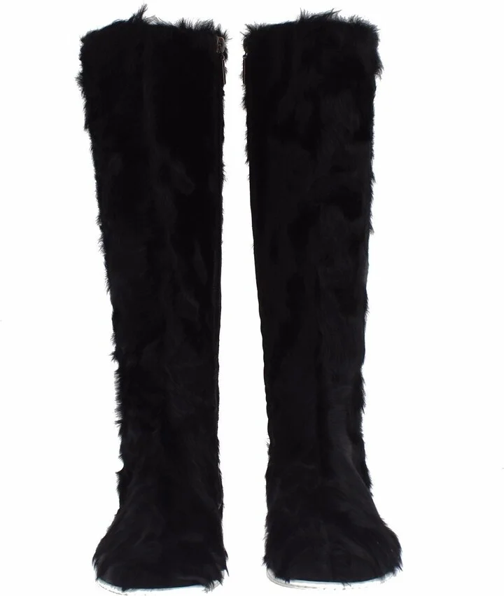 Black Xiangao Lamb Fur Leather Women's Boots - Image 2