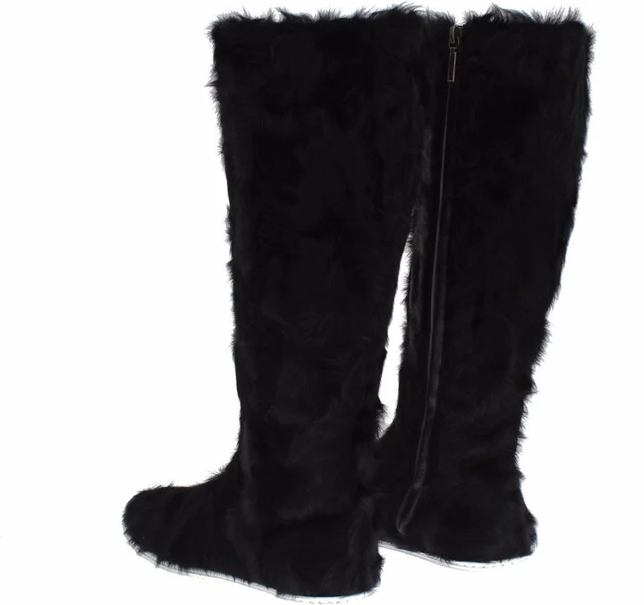 Black Xiangao Lamb Fur Leather Women's Boots - Image 4