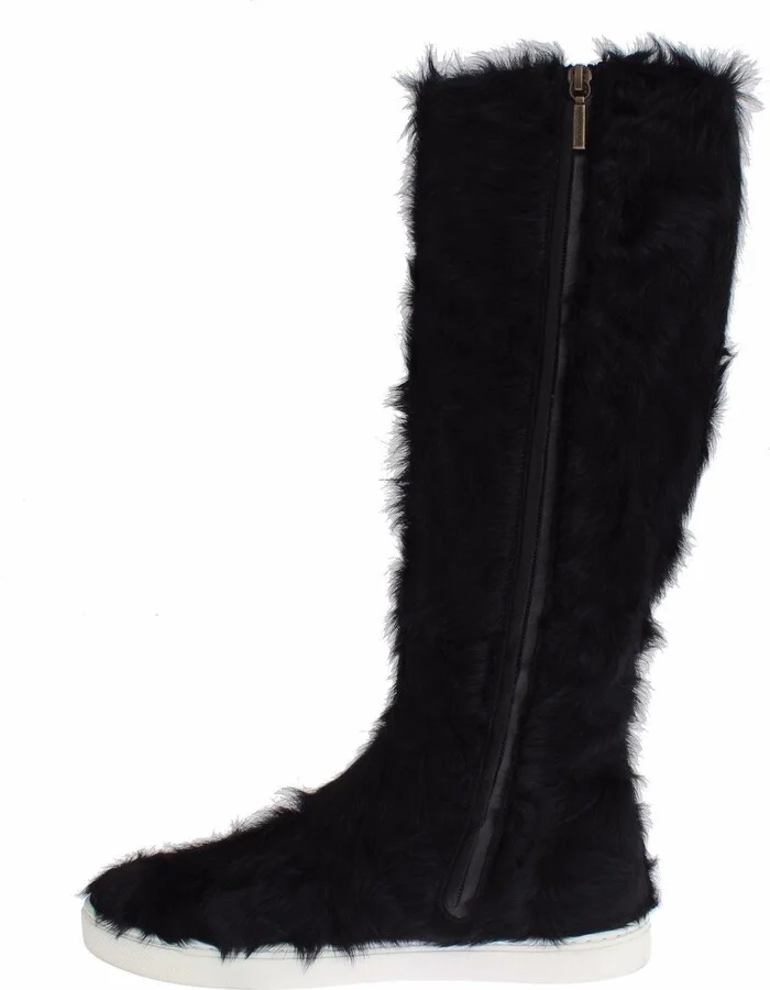 Black Xiangao Lamb Fur Leather Women's Boots - Image 5