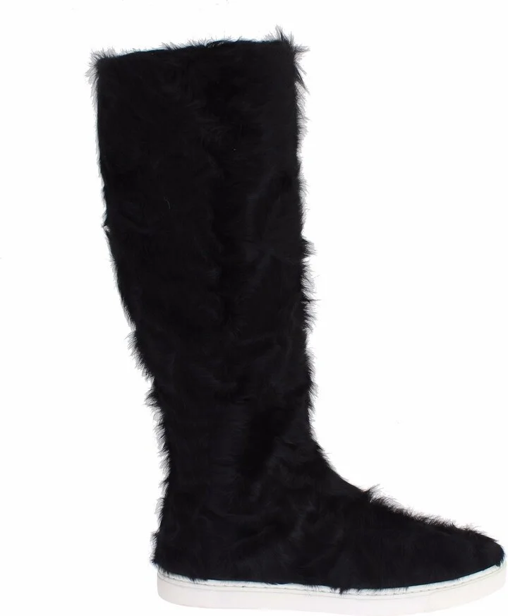 Black Xiangao Lamb Fur Leather Women's Boots