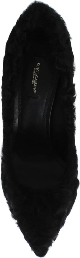 Black Xiangao Lamb Fur Leather Women's Pumps - Image 4