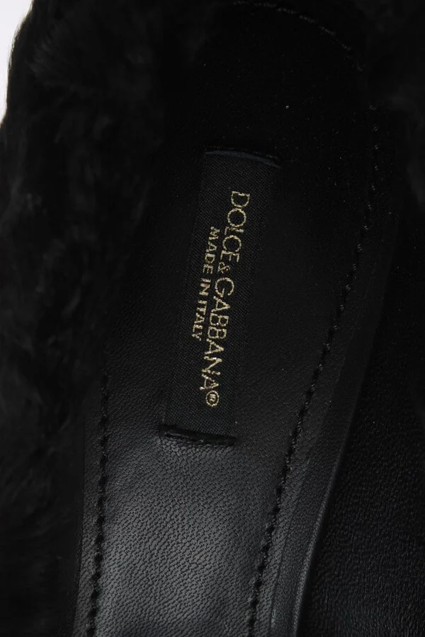 Black Xiangao Lamb Fur Leather Women's Pumps - Image 5