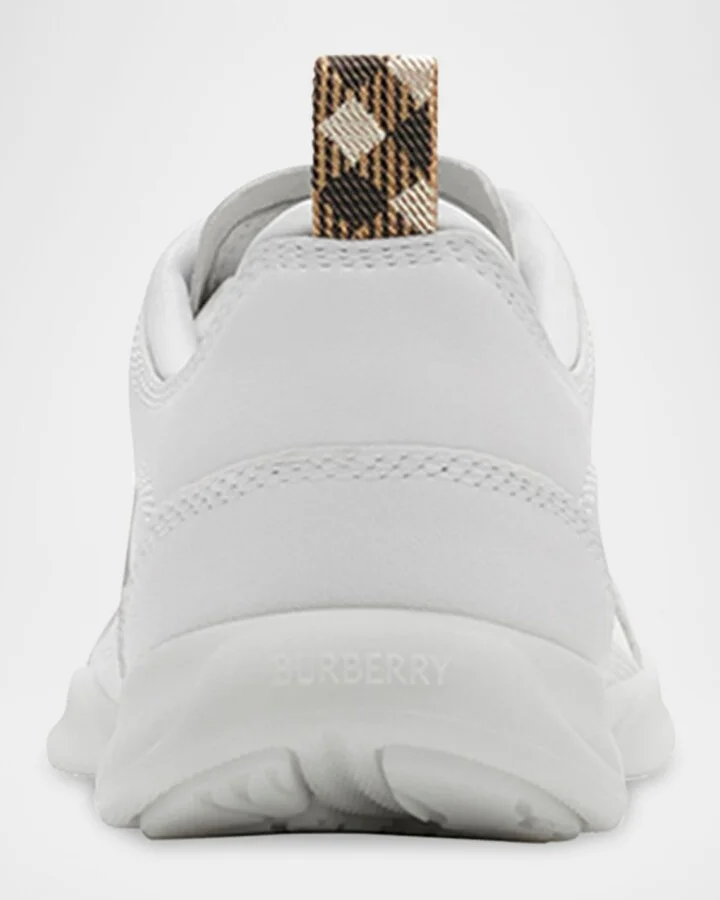 Blade Check Leather Trainer Sneakers - Image 4