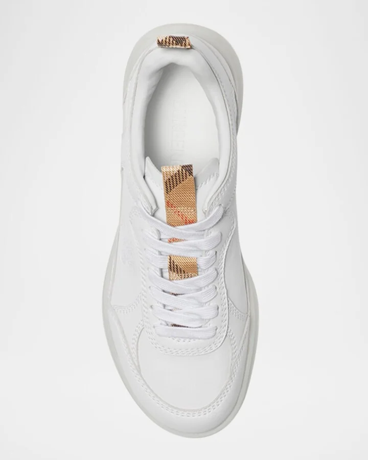 Blade Check Leather Trainer Sneakers - Image 5