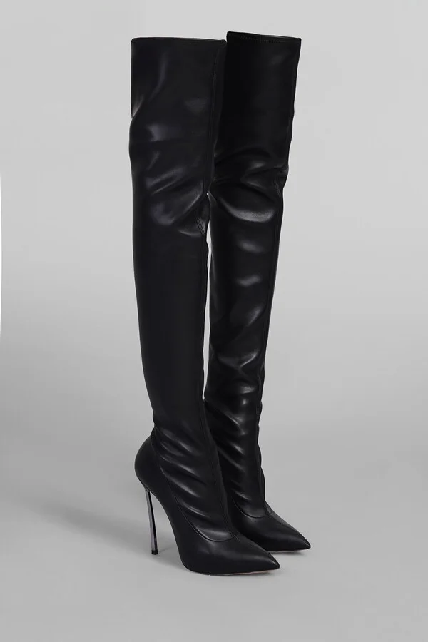 Blade High Heels Boots In Black Leather - Image 2