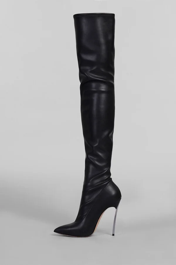 Blade High Heels Boots In Black Leather - Image 3