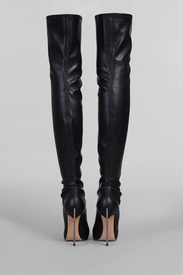Blade High Heels Boots In Black Leather - Image 4