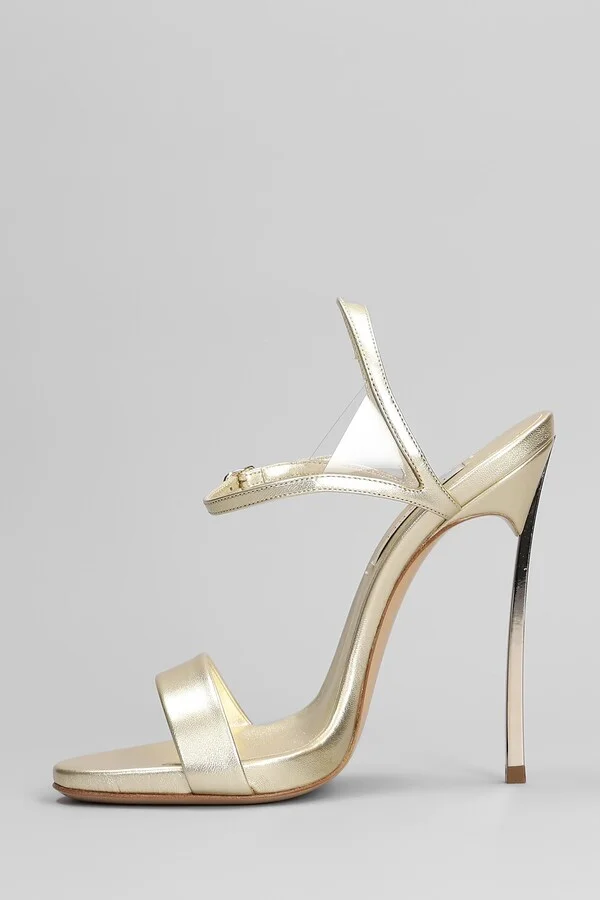 Blade Sandals In Gold Leather - Image 3