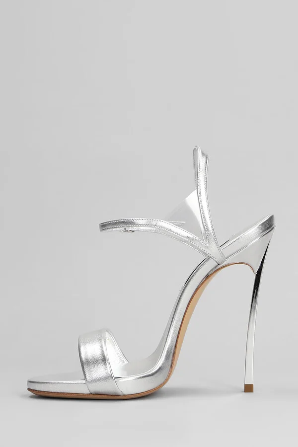 Blade Sandals In Silver Leather - Image 3
