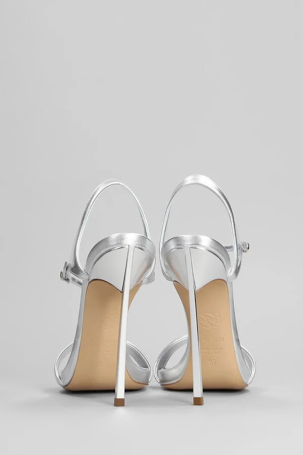 Blade Sandals In Silver Leather - Image 4