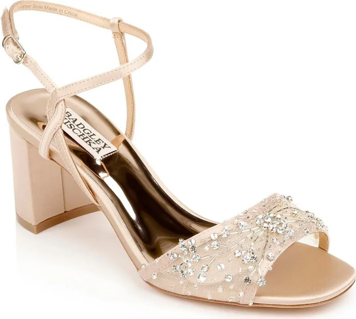 Blaine Womens Satin Jeweled Heels