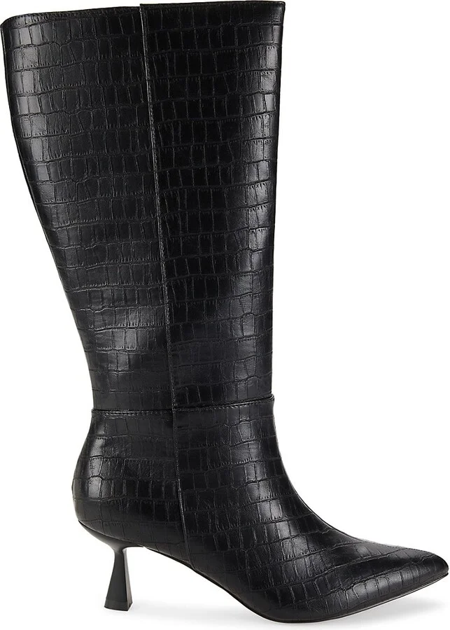 Blair 64MM Croc Embossed Knee-High Boots