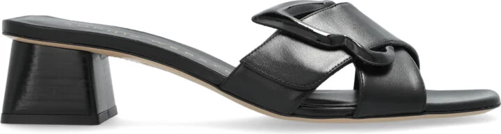 'Blair' Heeled Mules, , - Black