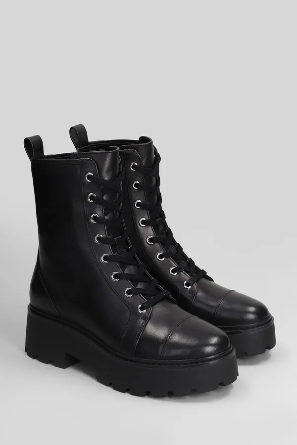 Blake Bootie Combat Boots In Black Leather - Image 2