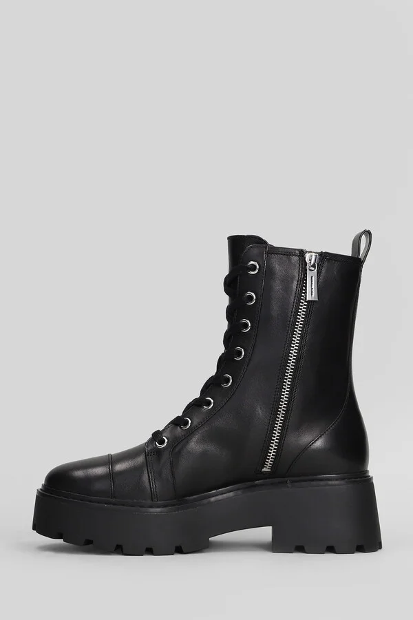 Blake Bootie Combat Boots In Black Leather - Image 3