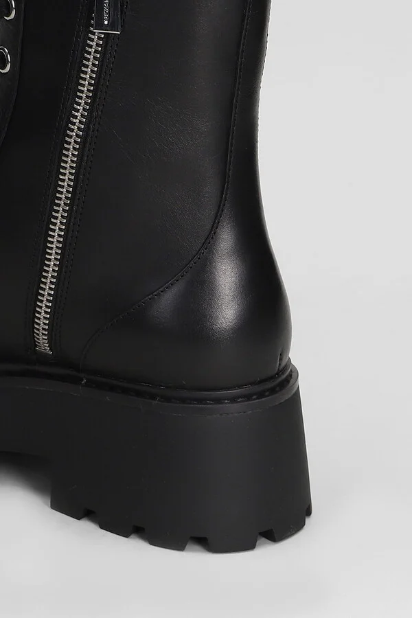 Blake Bootie Combat Boots In Black Leather - Image 5