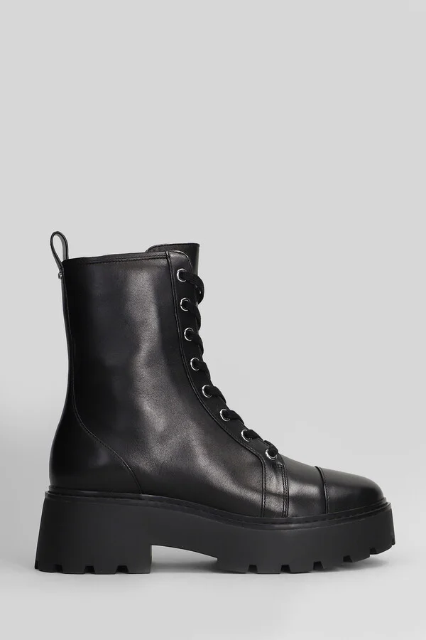 Blake Bootie Combat Boots In Black Leather