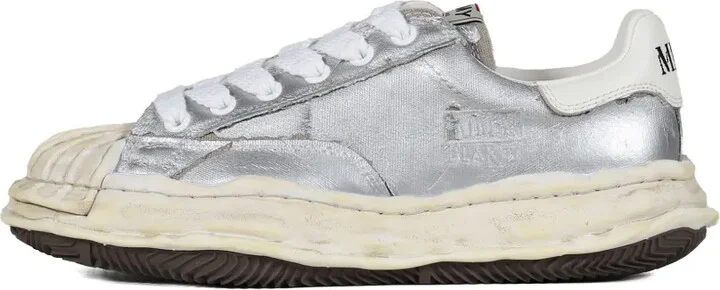 Blakey distressed-leather lace-up sneakers - Image 3