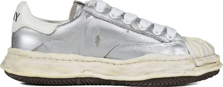 Blakey distressed-leather lace-up sneakers