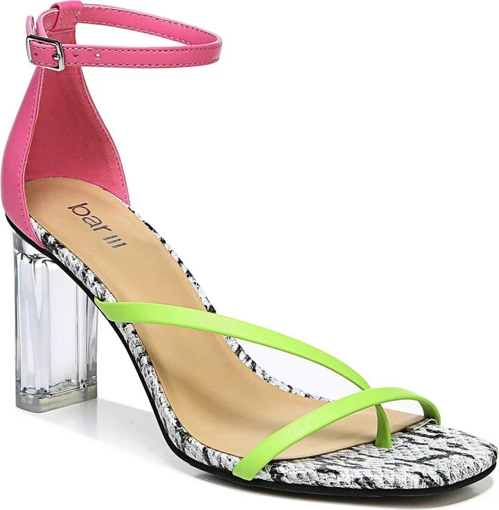 Blakkep Womens Faux Leather Ankle Strap Heels