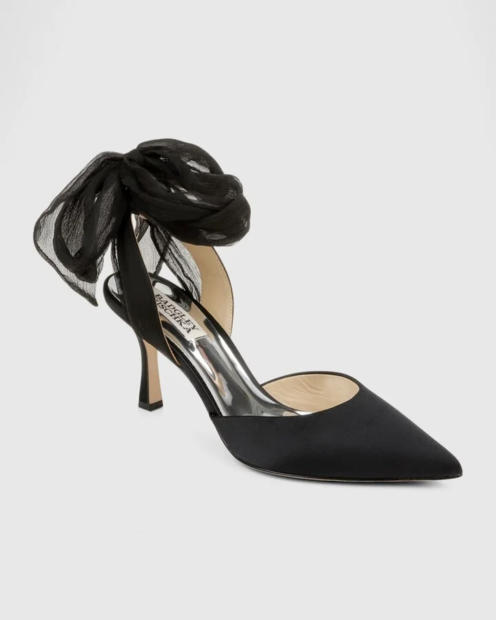 Blaze Satin Ankle-Wrap Halter Pumps - Image 4