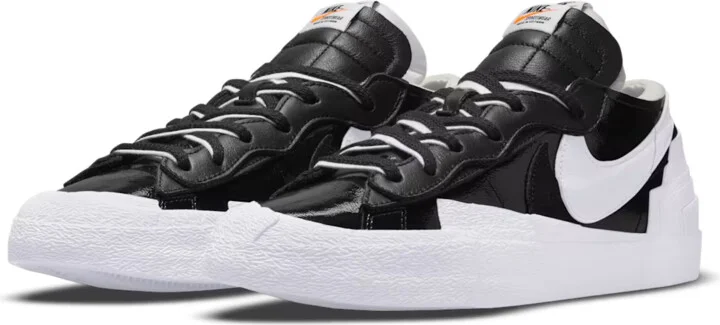 Blazer Low x Sacai DM6443-001 Men's 11 Black Patent Leather Shoes GBNC205
