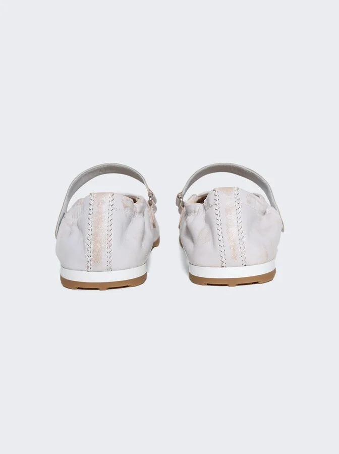 Bleached Nappa Leather Ballerina Flats White
