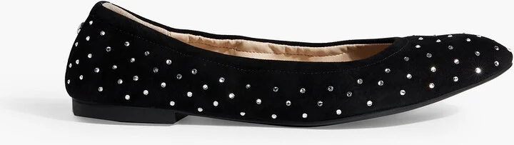 Bling crystal-embellished suede ballet flats
