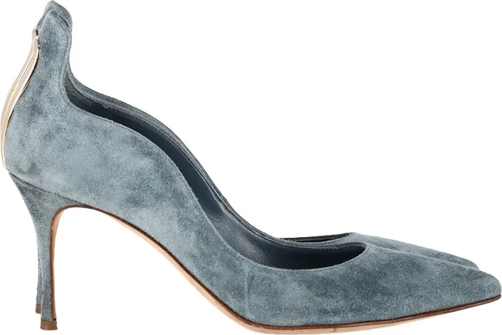 Blink Cutout Pumps In Blue Suede