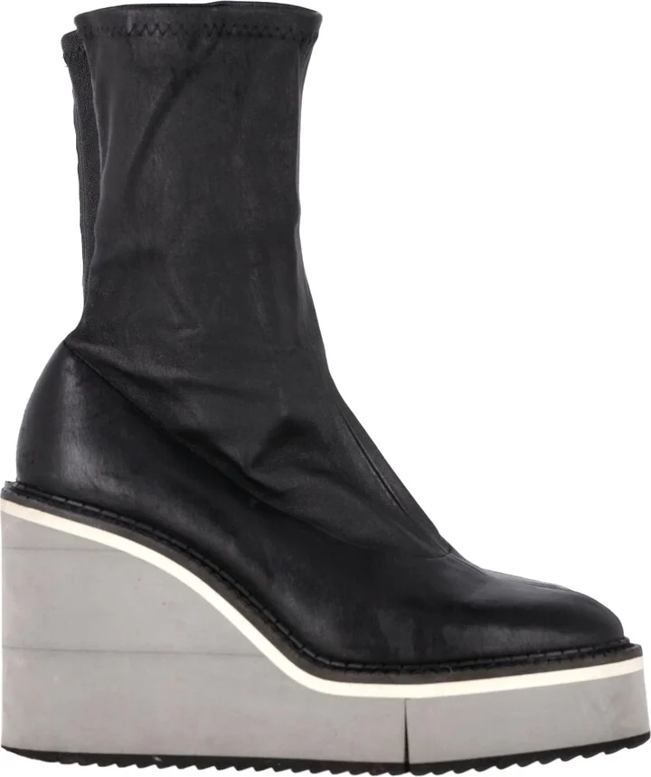 Bliss 4 Wedge Booties in Black Leather
