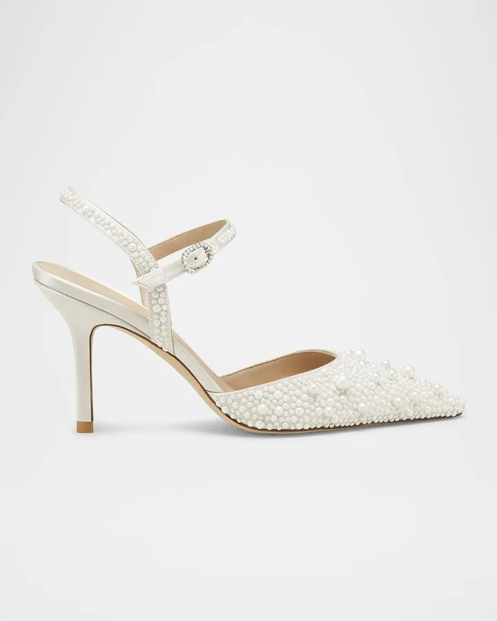 Bliss Pearly Pointed Satin Pumps