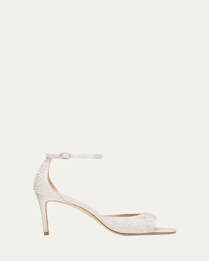Bliss Pearly Satin Ankle-Strap Sandals