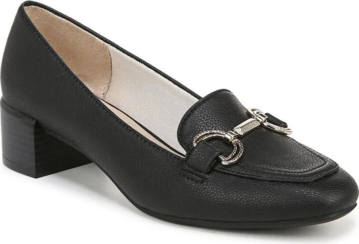 BLISS Womens Cushioned Footbed Leather Loafer Heels