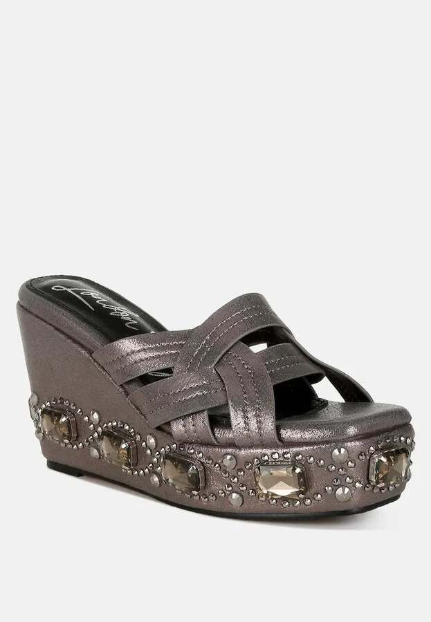 Blistronic Chunky Diamante & Rhinestone Cut-Out Sandals - Image 2