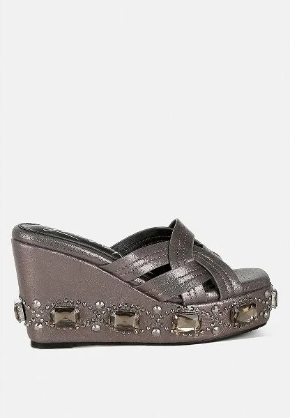 Blistronic Chunky Diamante & Rhinestone Cut-Out Sandals Women