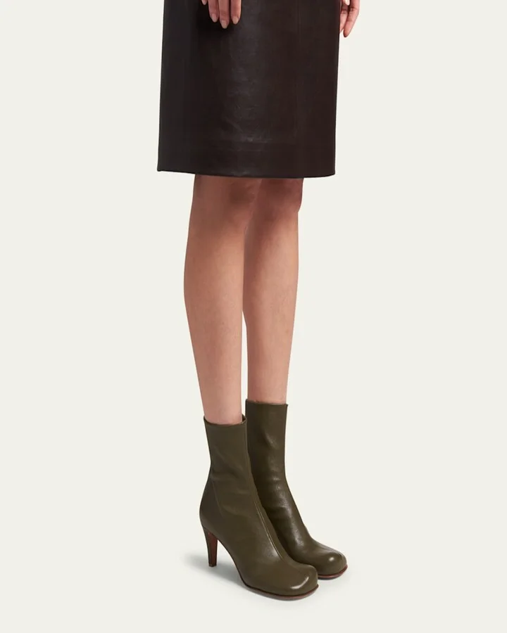 Bloc Stretch Leather Zip Ankle Booties - Image 3