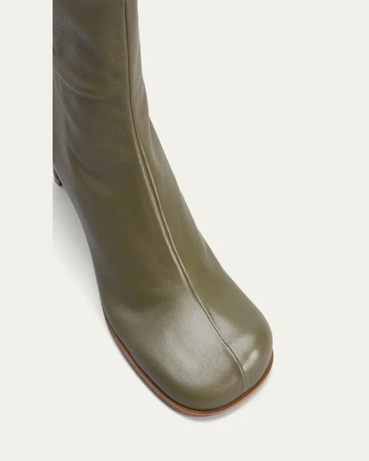 Bloc Stretch Leather Zip Ankle Booties - Image 4